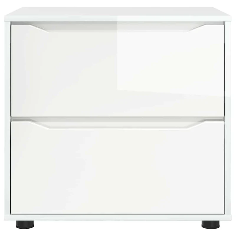 Armoire de rangement moderne avec tiroirs 60 x 48 x 57 cm utilisation pratique salon chambre en bois d'ingénierie blanc brillant 02_0054605