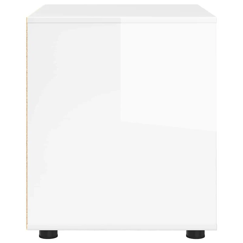 Armoire de rangement moderne avec tiroirs 60 x 48 x 57 cm utilisation pratique salon chambre en bois d'ingénierie blanc brillant 02_0054605