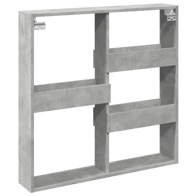 Armoire murale flottante rangement gain de place 80 x 15 x 80 cm en bois d'ingénierie gris béton 02_0050524
