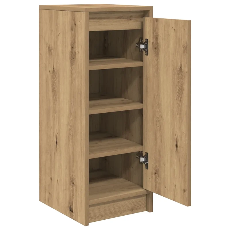 Armoire à chaussures bois d'ingénierie avec portes 29,5 x 34 x 76 cm style moderne rangement en bois chêne artisanal 02_0051768