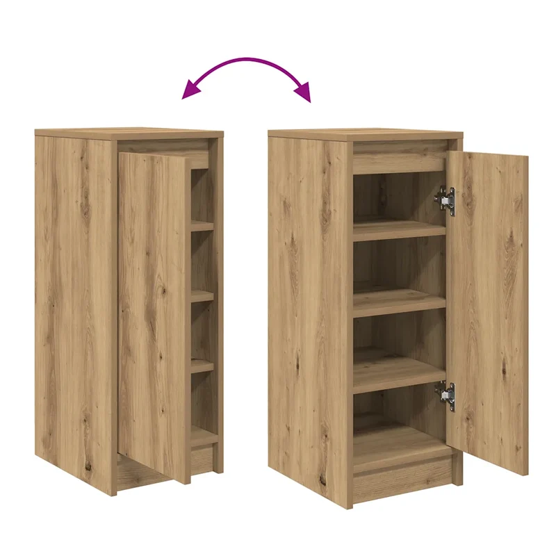 Armoire à chaussures bois d'ingénierie avec portes 29,5 x 34 x 76 cm style moderne rangement en bois chêne artisanal 02_0051768