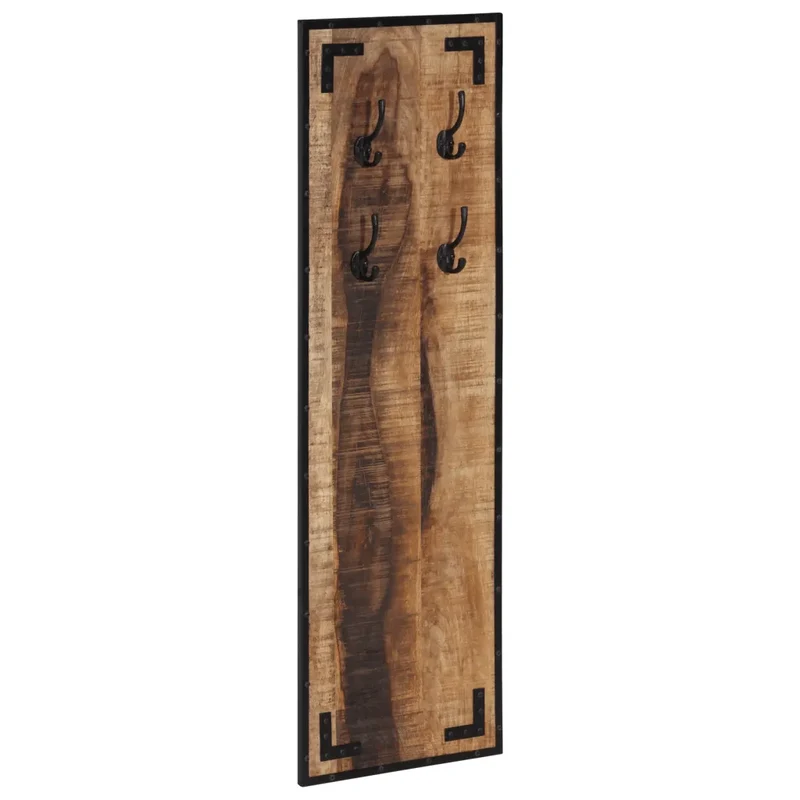 Porte-manteau mural décoratif design scandinave 35 x 8 x 110 cm avec 4 crochets en bois de manguier brut 02_0047360