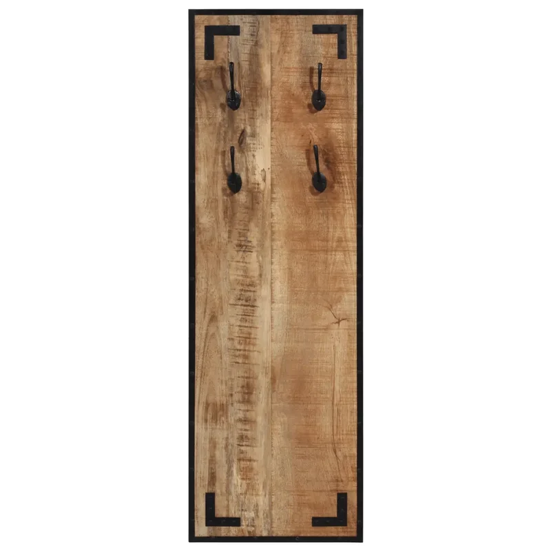Porte-manteau mural décoratif design scandinave 35 x 8 x 110 cm avec 4 crochets en bois de manguier brut 02_0047360