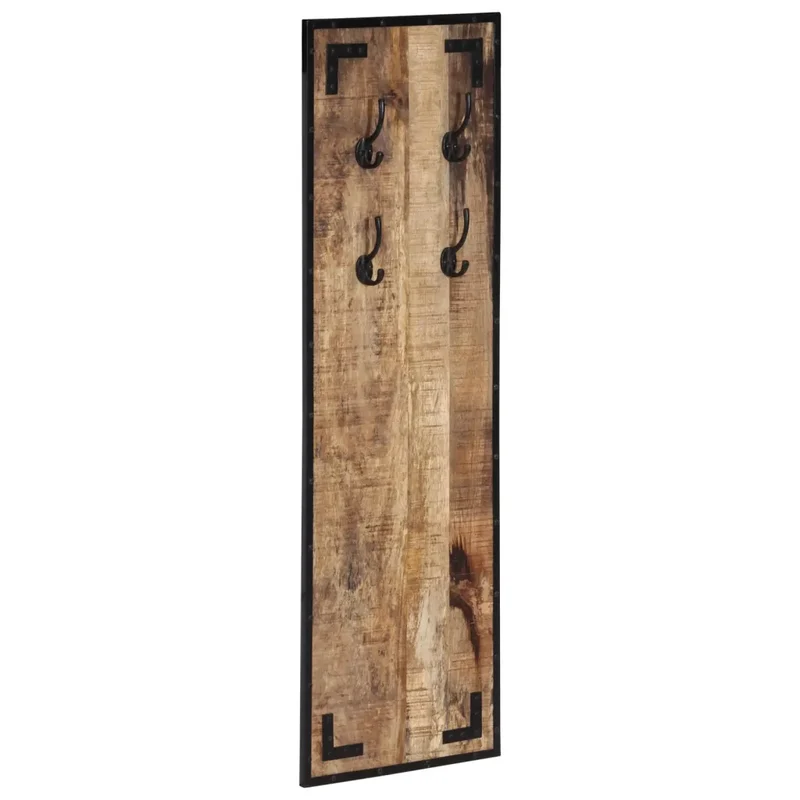 Porte-manteau mural décoratif design scandinave 35 x 8 x 110 cm avec 4 crochets en bois de manguier brut 02_0047360