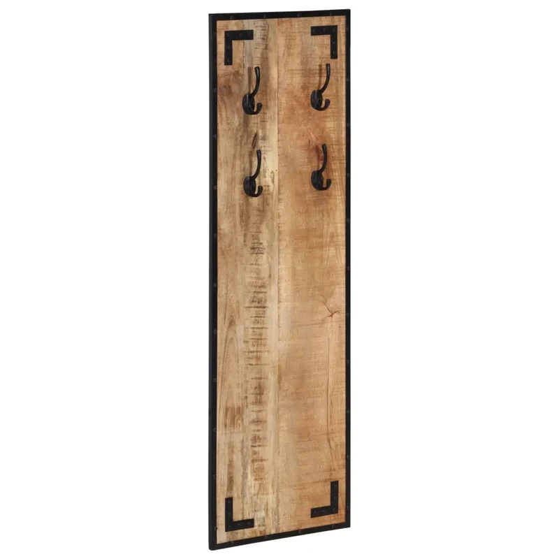 Porte-manteau mural décoratif design scandinave 35 x 8 x 110 cm avec 4 crochets en bois de manguier brut 02_0047360