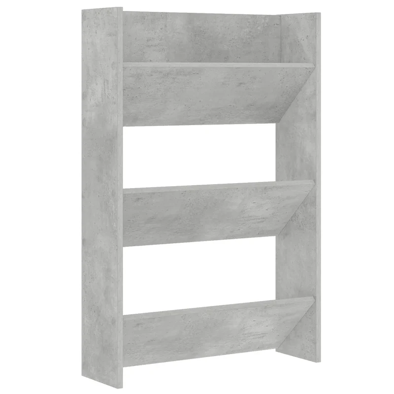 Armoire à chaussures murale moderne design épuré 60 x 18 x 90 cm gain de place en aggloméré gris béton 02_0047898
