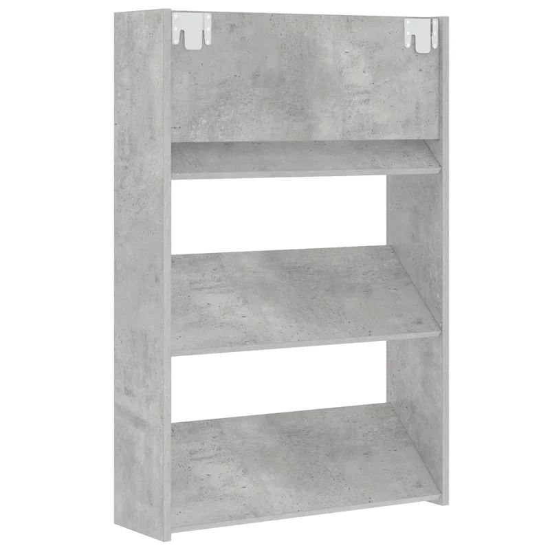 Armoire à chaussures murale moderne design épuré 60 x 18 x 90 cm gain de place en aggloméré gris béton 02_0047898