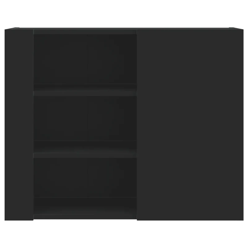 Armoire murale moderne pratique 75 x 35 x 60 cm avec espace de rangement optimisé en bois d'ingénierie noir 02_0049562