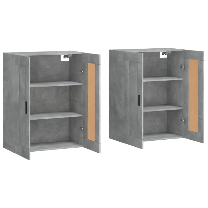 Lot de 2 armoires murales rangement polyvalent 69,5 x 34 x 90 cm en bois d'ingénierie gris béton 02_0055487