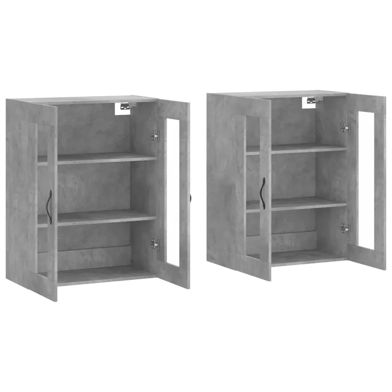 Lot de 2 armoires murales en bois d'ingénierie 69,5 x 34 x 90 cm rangement pratique style moderne en gris béton 02_0055452