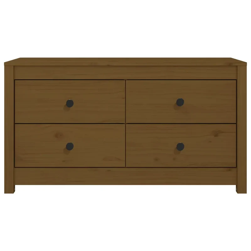 Armoire latérale rustique bois massif rangement pratique 100 x 40 x 54 cm en bois de pin marron miel 02_0048466