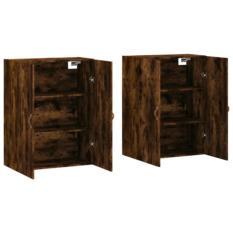 Lot de 2 armoires murales élégantes design pratique rangement 69,5 x 34 x 90 cm en bois d'ingénierie chêne fumé 02_0055346