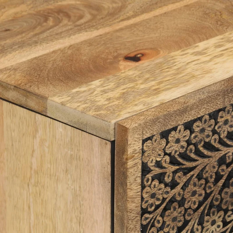Lot de 3 armoires latérales rétro avec grand espace de rangement 60 x 33 x 75 cm en bois massif de manguier 02_0055510