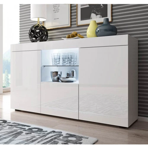 Buffet couleur blanc brillant - 135 x 72 cm - Safira