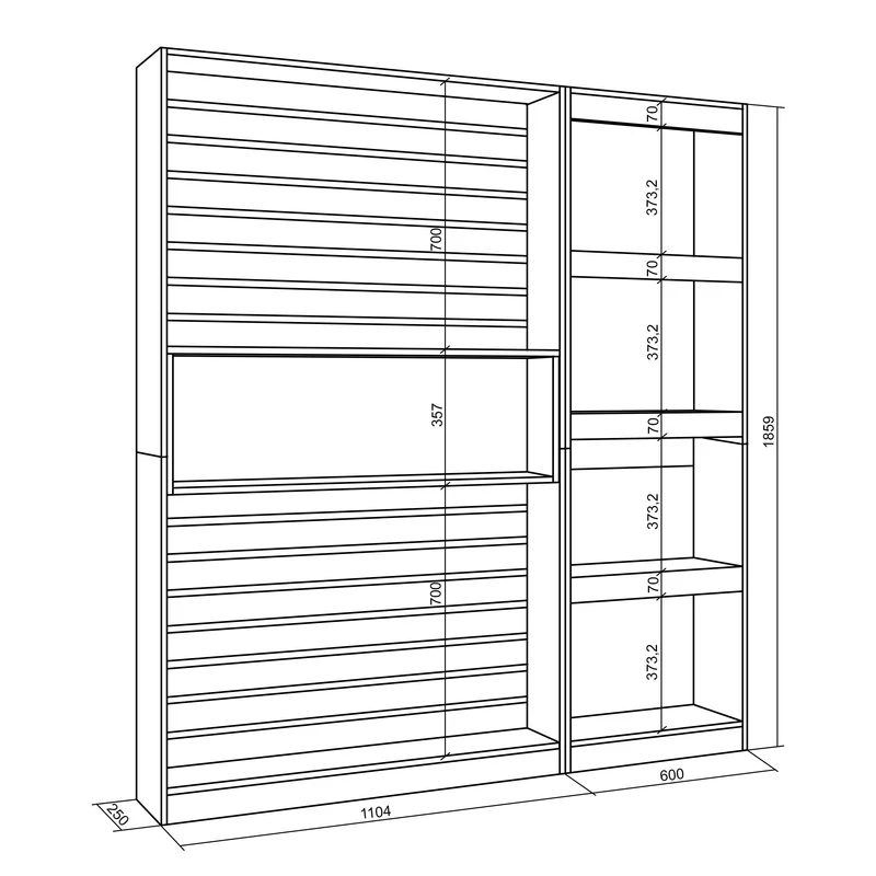 Étagère Bibliothèque, 170x186x25cm, Cheminée électrique