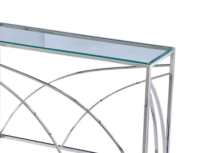 Console design argent en verre - Lexie