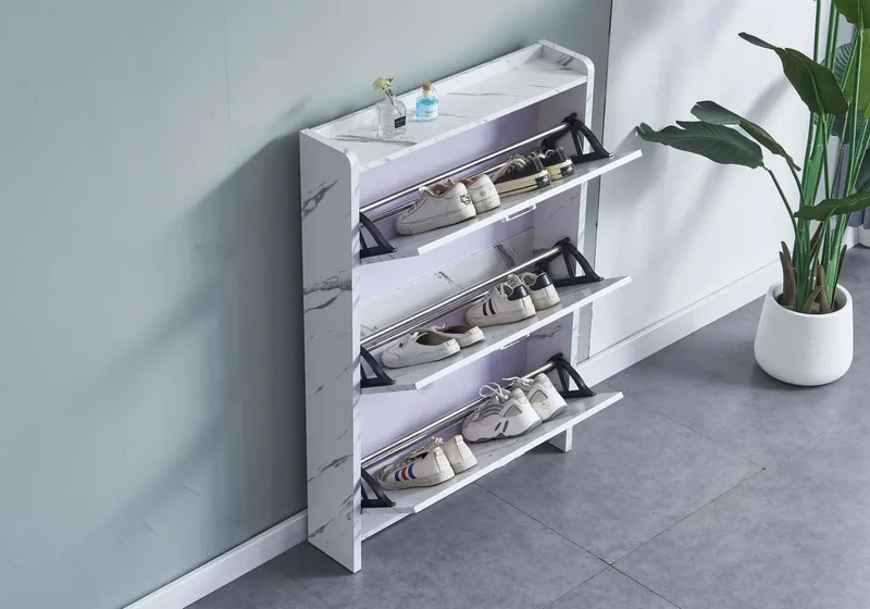 Meuble à chaussure marbre blanc - Maya