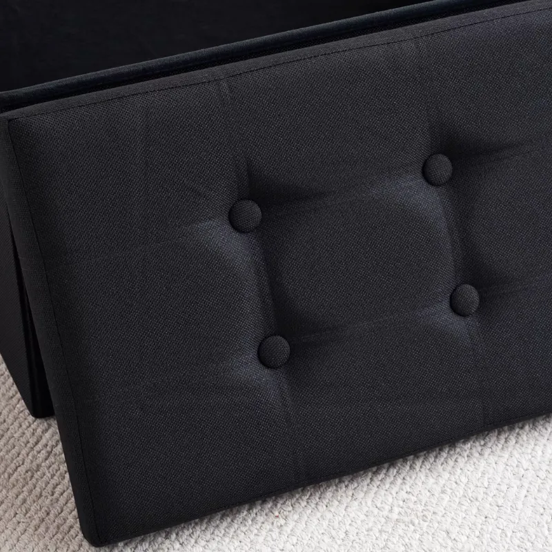 Banc Coffre Pliable Noir avec Assise Confortable | Design Décoratif