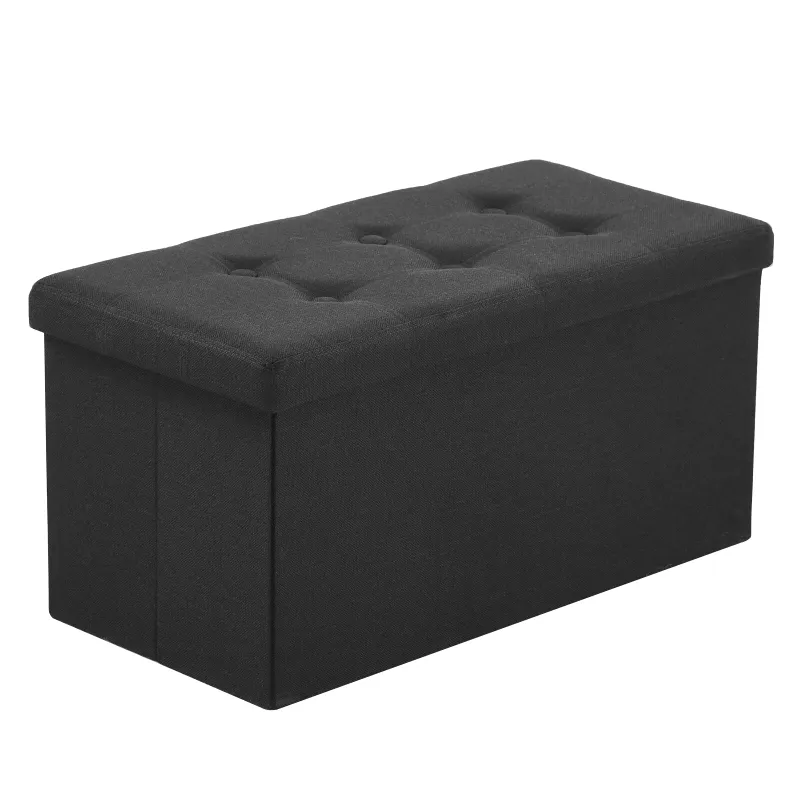 Banc Coffre Pliable Noir avec Assise Confortable | Design Décoratif