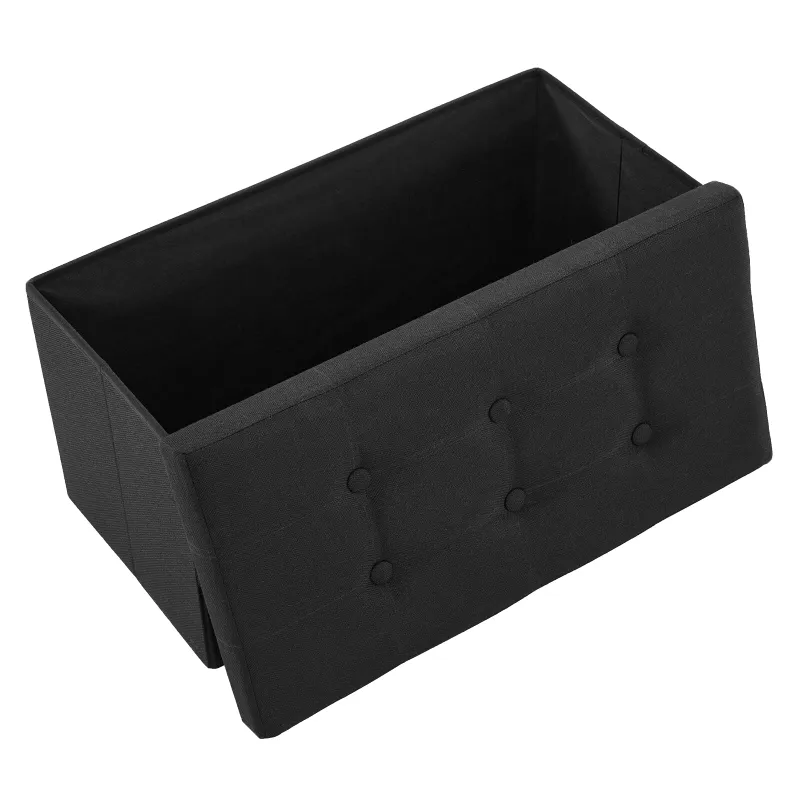 Banc Coffre Pliable Noir avec Assise Confortable | Design Décoratif
