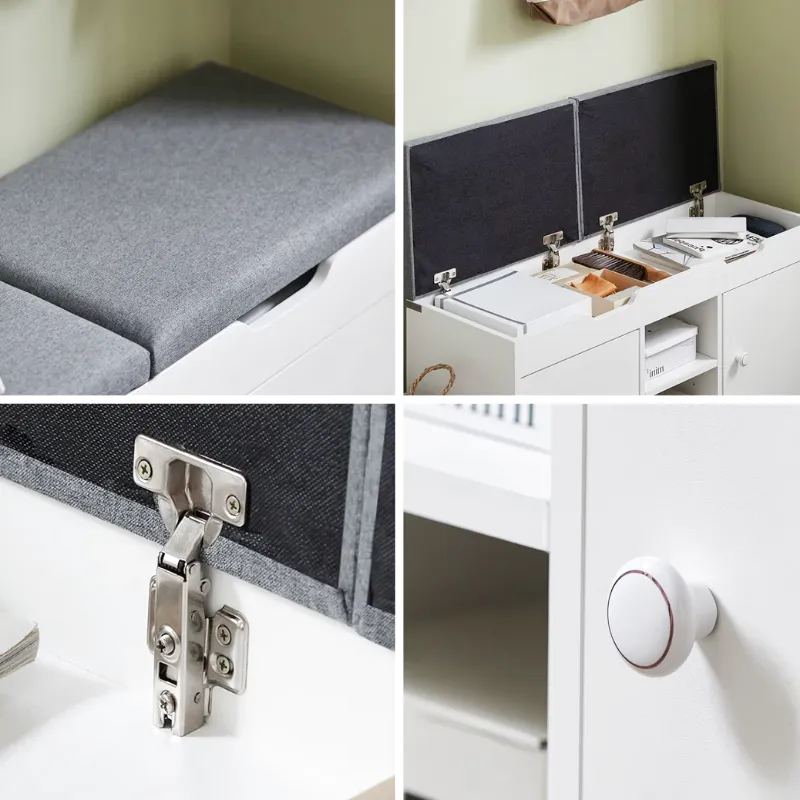 Banc à Chaussures avec Rangement Intégré | Design Nordique et Assise Coussinée