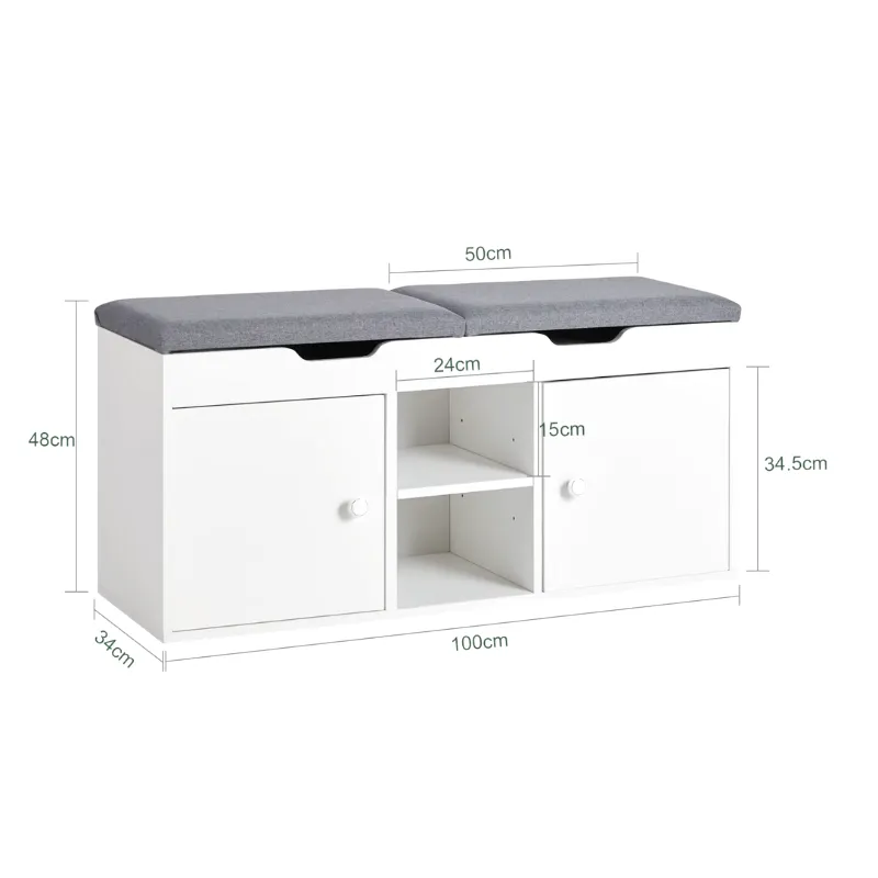 Banc à Chaussures avec Rangement Intégré | Design Nordique et Assise Coussinée