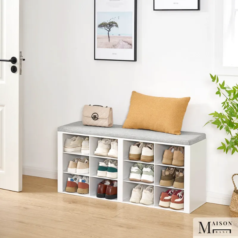 Banc à Chaussures Moderne avec Coussin | Design Scandinave avec Assise Confort