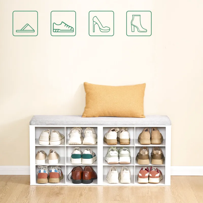 Banc à Chaussures Moderne avec Coussin | Design Scandinave avec Assise Confort