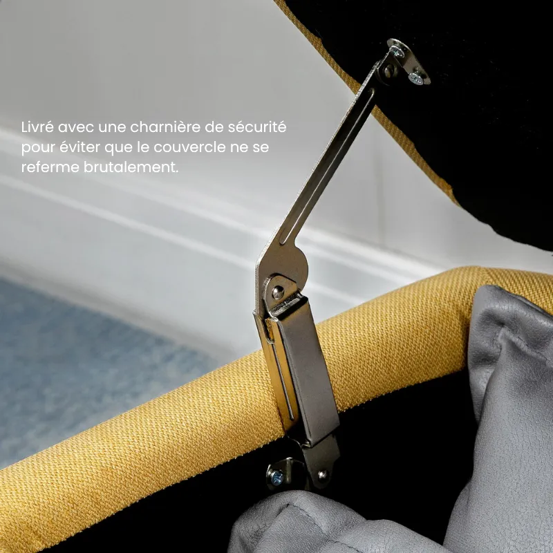 Banc Coffre Design Scandinave Jaune | Assise Rembourrée avec Rangement