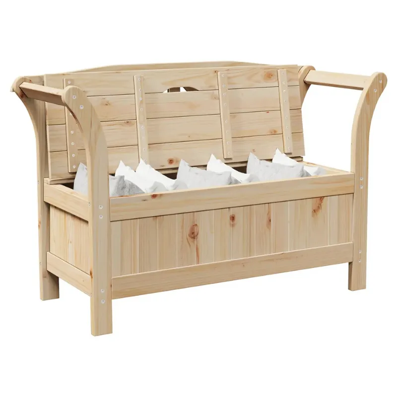 Banc de Jardin Coffre en Pin au Design Classique | Assise et Rangement