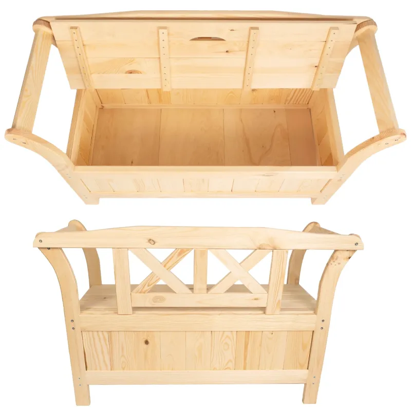 Banc de Jardin Coffre en Pin au Design Classique | Assise et Rangement