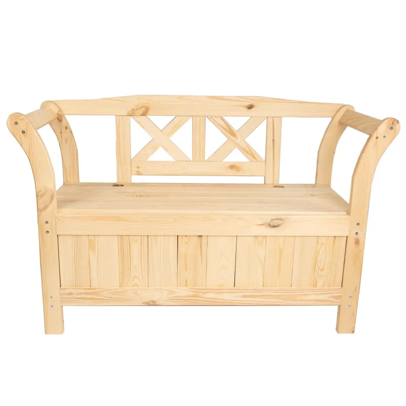 Banc de Jardin Coffre en Pin au Design Classique | Assise et Rangement