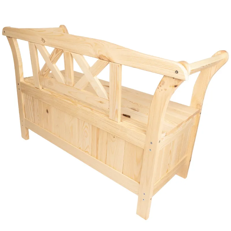 Banc de Jardin Coffre en Pin au Design Classique | Assise et Rangement