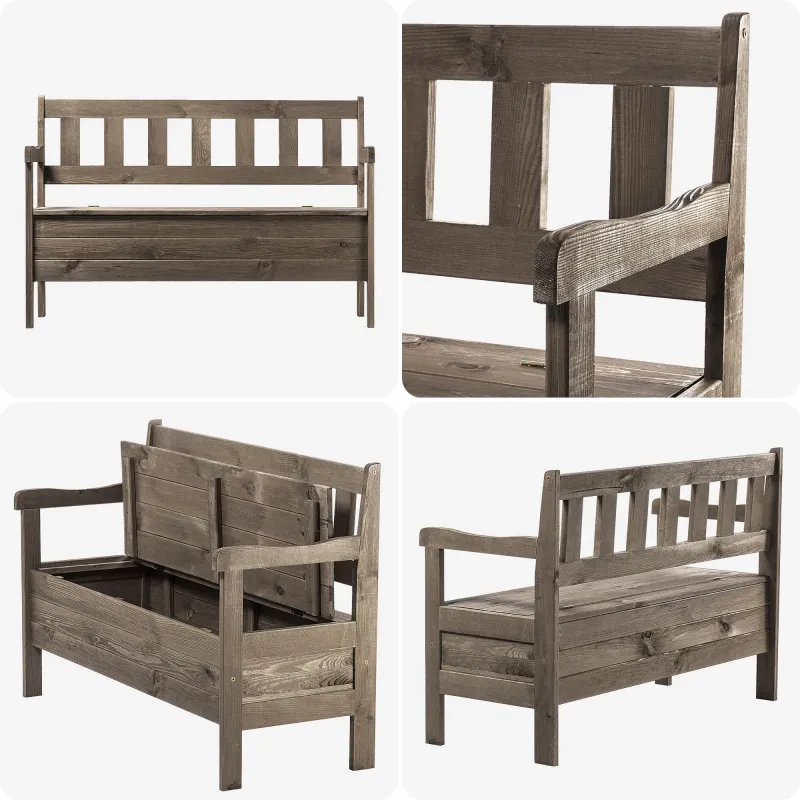 Banc de Jardin Classique en Bois avec Coffre | Rangement Discret