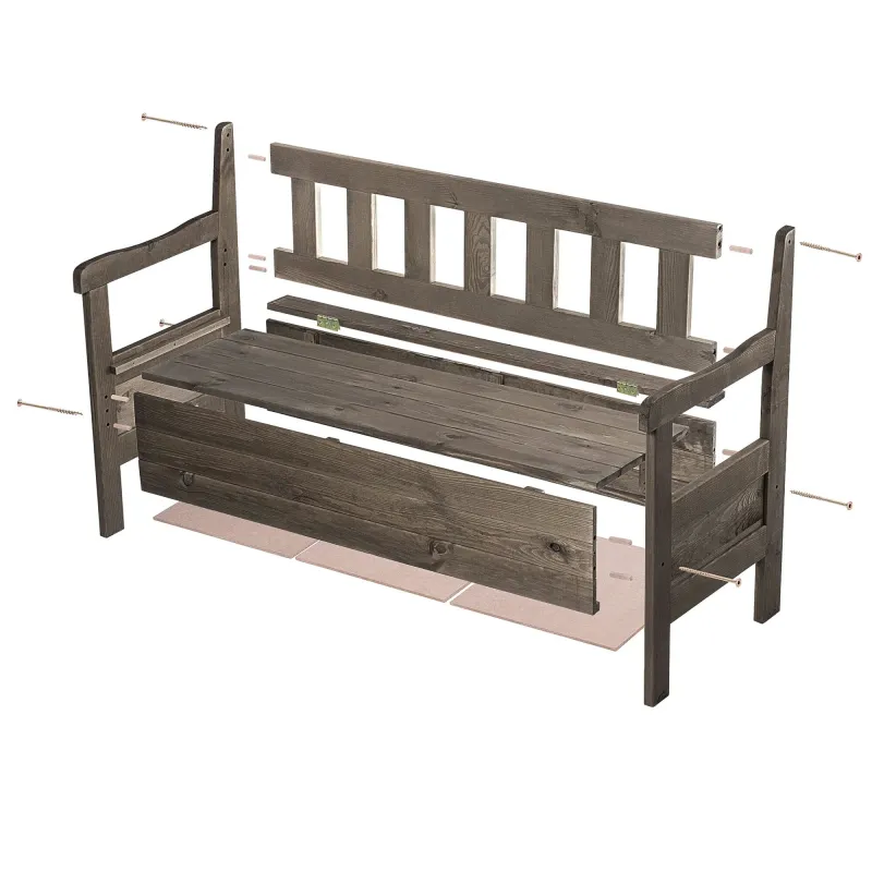 Banc de Jardin Classique en Bois avec Coffre | Rangement Discret