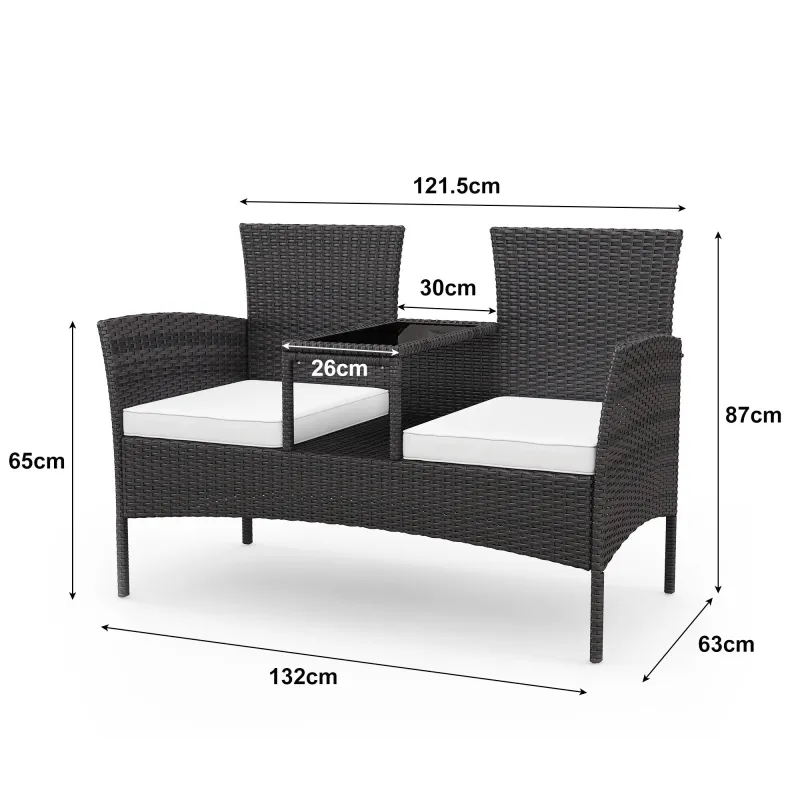 Banc de Jardin en Rotin Moderne avec Table | Design Confort Élégant