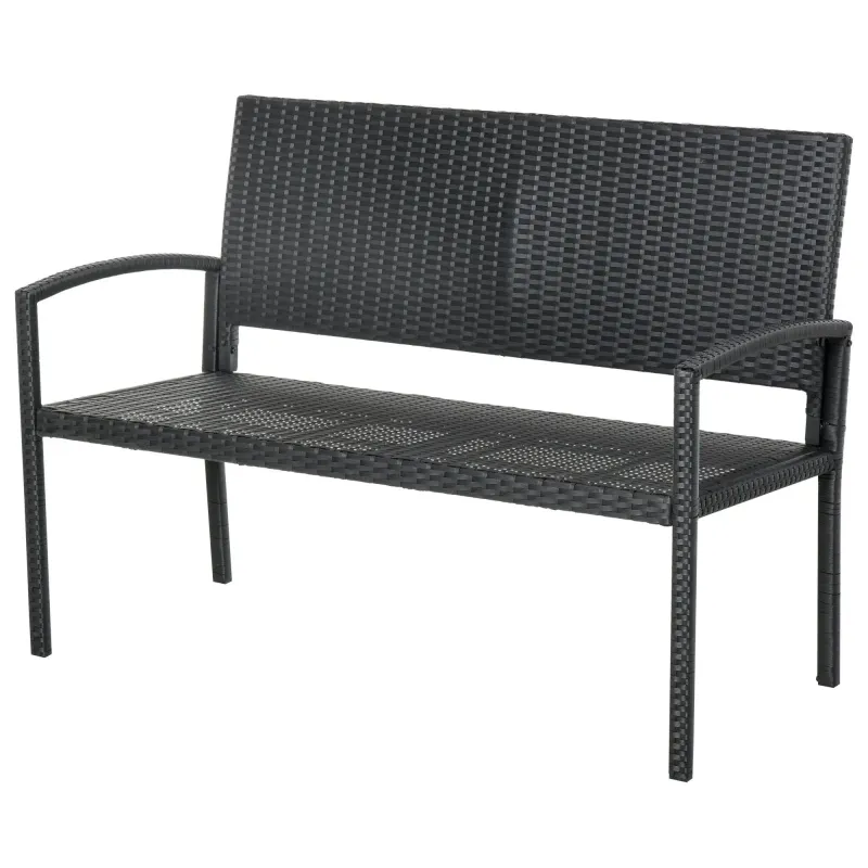 Banc de Jardin Moderne Minimaliste | Structure Métal et Rotin Résistant