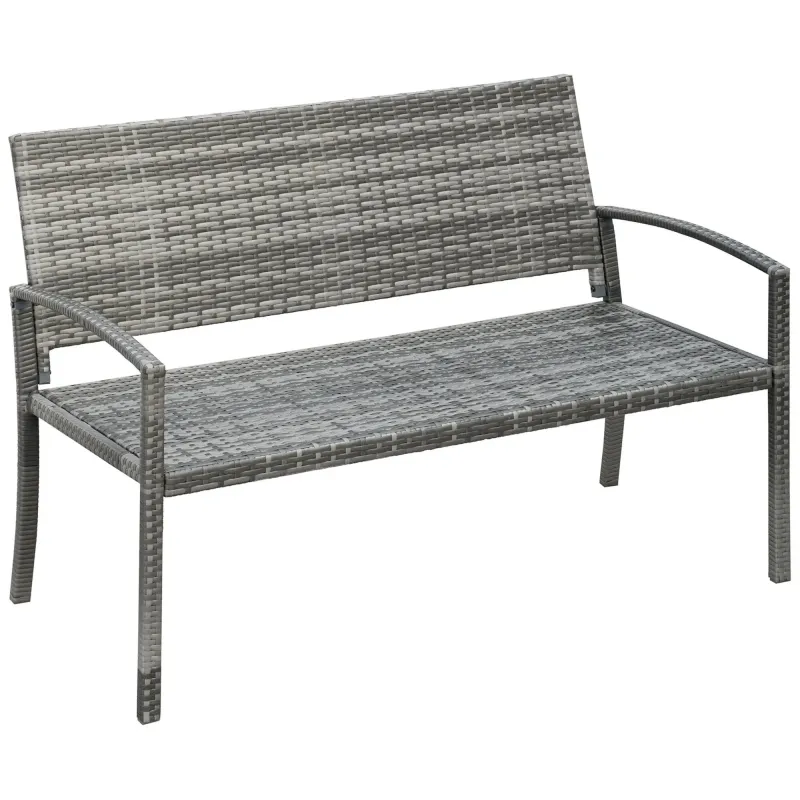 Banc de Jardin Moderne Minimaliste | Structure Métal et Rotin Résistant