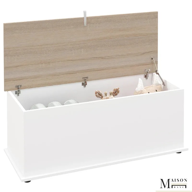 Banc Coffre Bois Moderne | Assise Solide et Grand Espace de Rangement