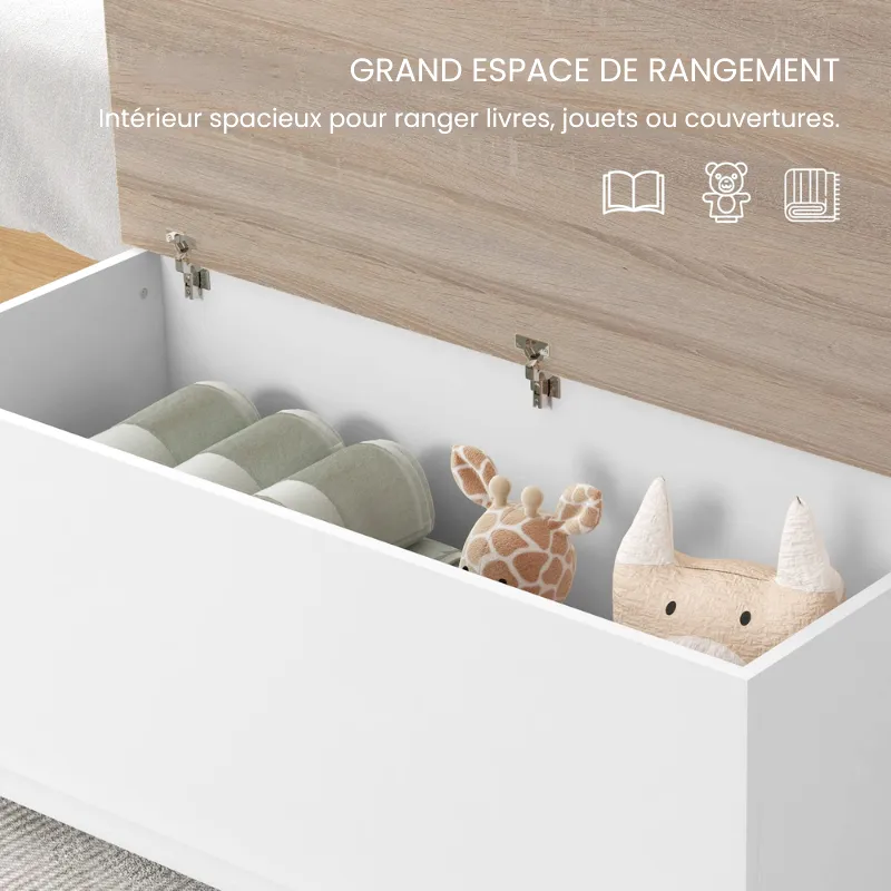 Banc Coffre Bois Moderne | Assise Solide et Grand Espace de Rangement