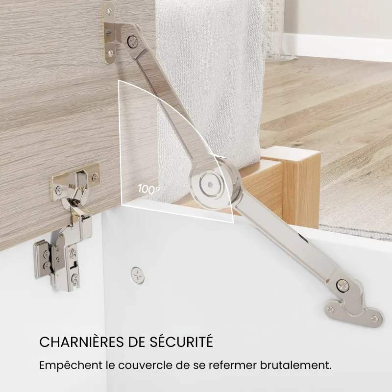Banc Coffre Bois Moderne | Assise Solide et Grand Espace de Rangement