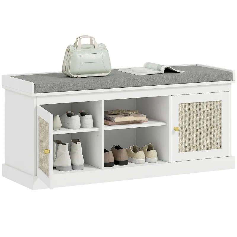 Banc d'entrée Boho Chic Moderne | Rangement 9 Paires et Assise Confort