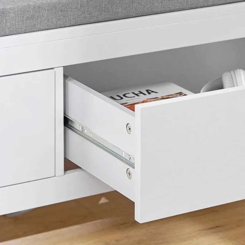 Banc d’Entrée Minimaliste Blanc | Design Scandinave avec Assise et Rangement