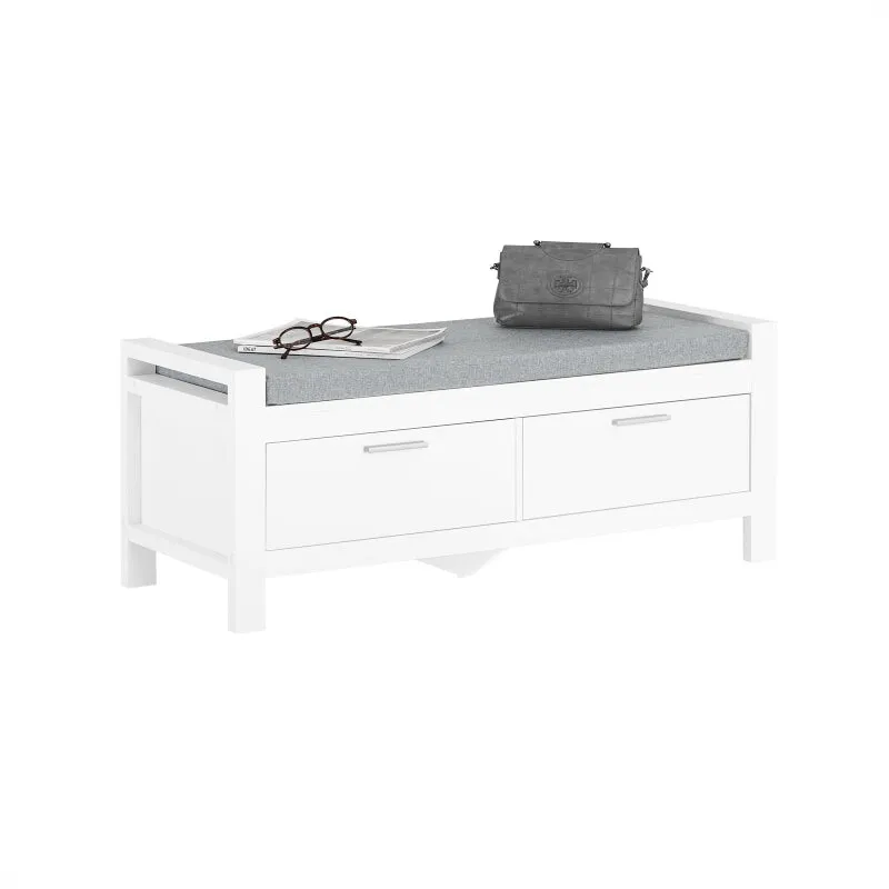 Banc d’Entrée Minimaliste Blanc | Design Scandinave avec Assise et Rangement
