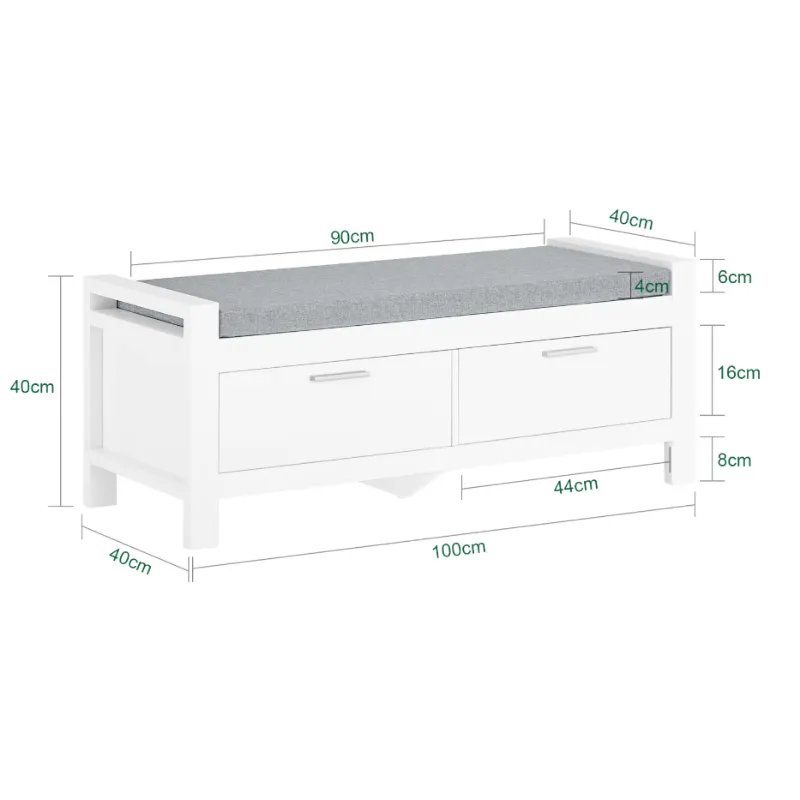 Banc d’Entrée Minimaliste Blanc | Design Scandinave avec Assise et Rangement