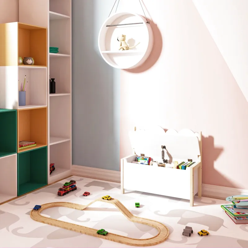Banc Coffre Enfant en Bois avec Dossier | Assise de Rangement Décorative