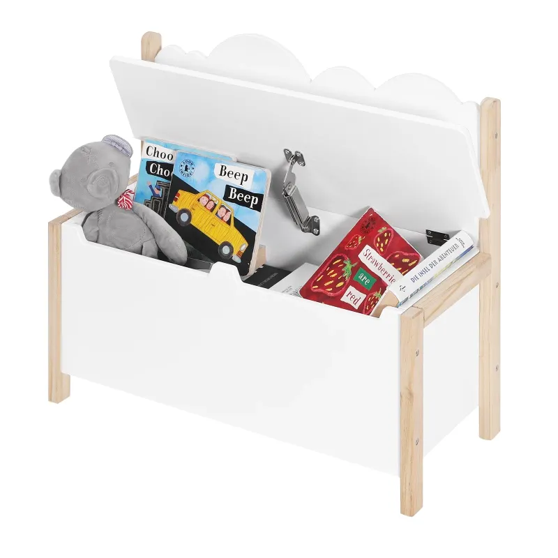 Banc Coffre Enfant en Bois avec Dossier | Assise de Rangement Décorative