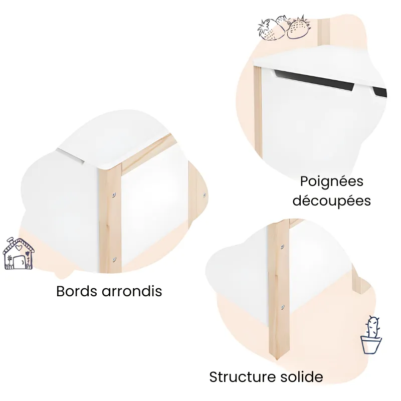 Banc Coffre Enfant en Bois avec Dossier | Assise de Rangement Décorative