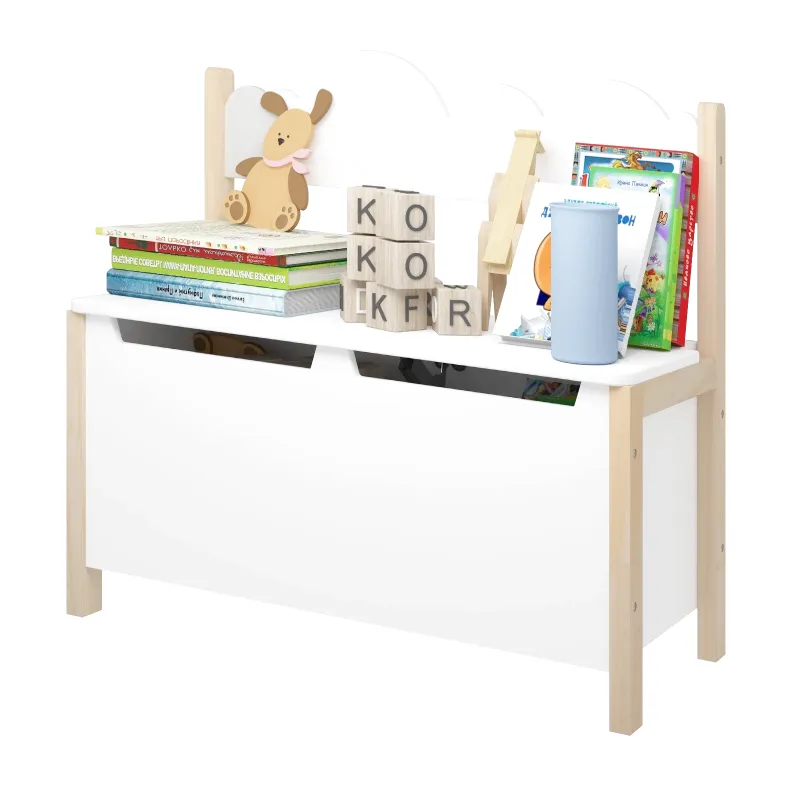 Banc Coffre Enfant en Bois avec Dossier | Assise de Rangement Décorative