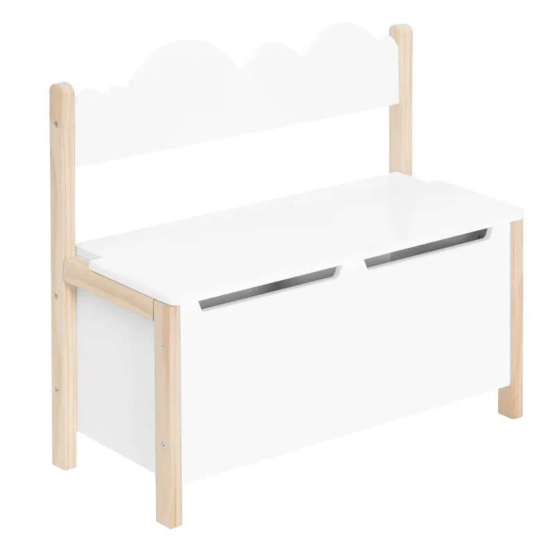 Banc Coffre Enfant en Bois avec Dossier | Assise de Rangement Décorative